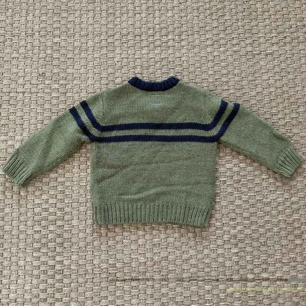 Old Navy Toddler’s VTG Style Green/Navy Blue Stripe Sweater Size 3T Long Sleeve